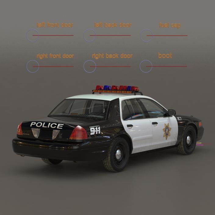 Generic Police Car 2 Rigged 3D