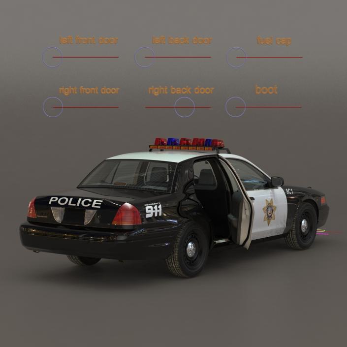 Generic Police Car 2 Rigged 3D