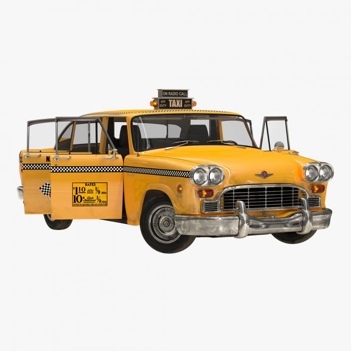 3D Old NYC Checker Cab Rigged