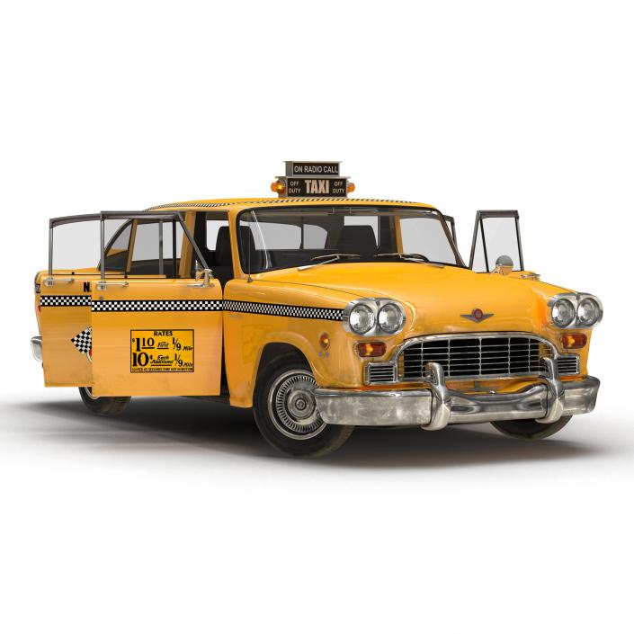 3D Old NYC Checker Cab Rigged