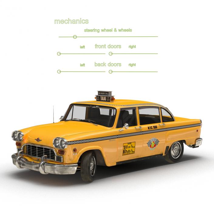 3D Old NYC Checker Cab Rigged