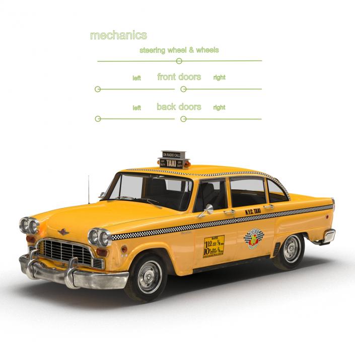 3D Old NYC Checker Cab Rigged