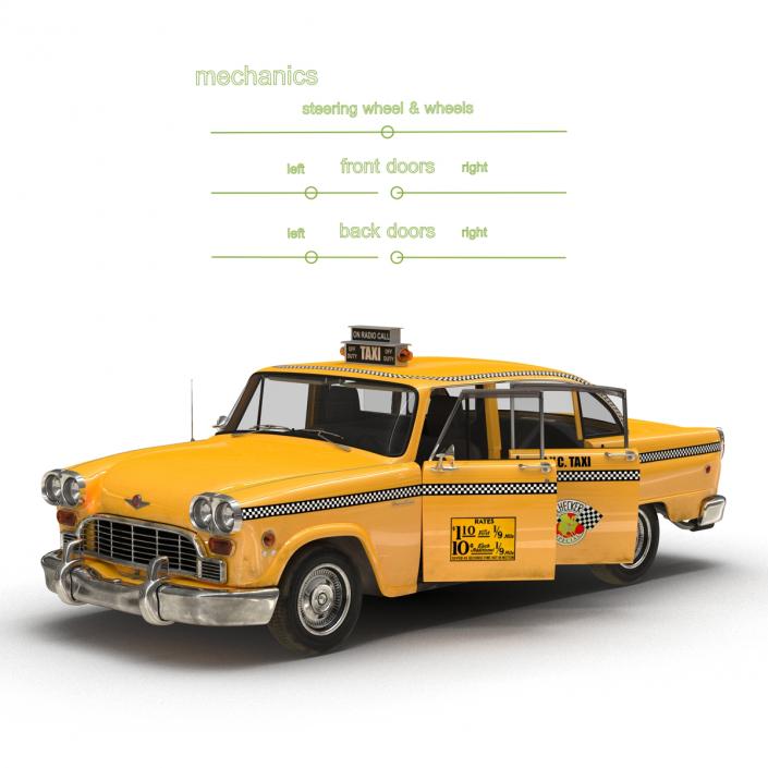 3D Old NYC Checker Cab Rigged