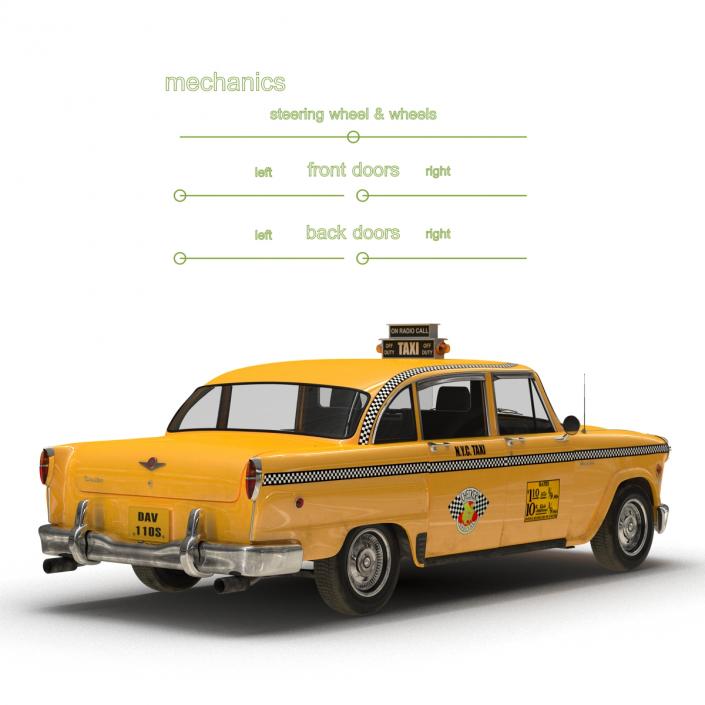 3D Old NYC Checker Cab Rigged