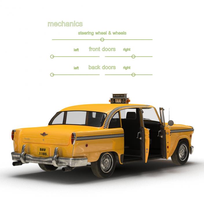 3D Old NYC Checker Cab Rigged