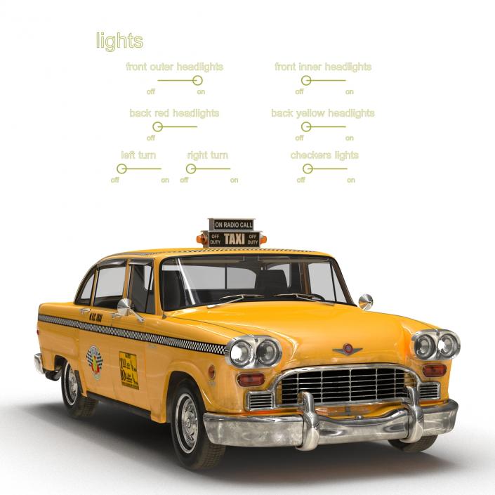 3D Old NYC Checker Cab Rigged