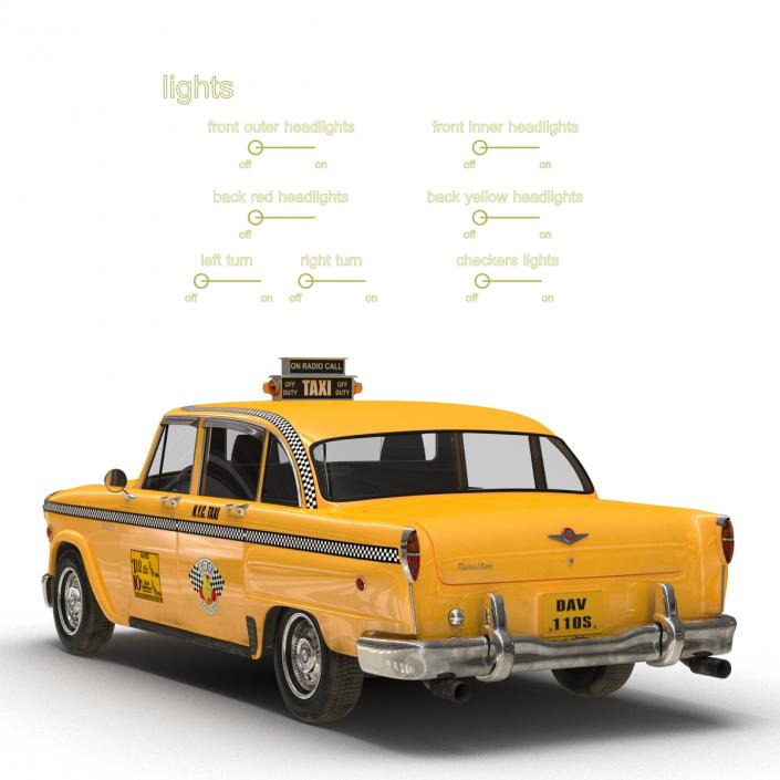 3D Old NYC Checker Cab Rigged