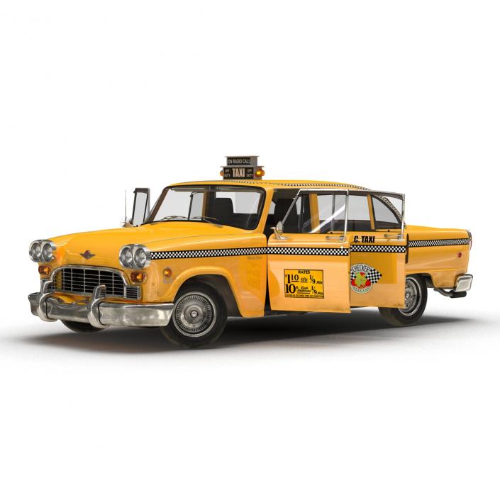 3D Old NYC Checker Cab Rigged