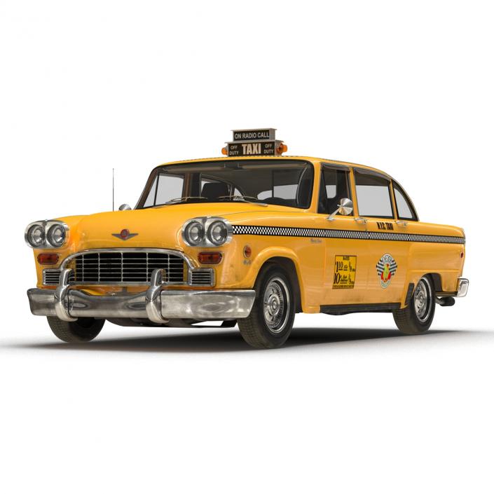 3D Old NYC Checker Cab Rigged