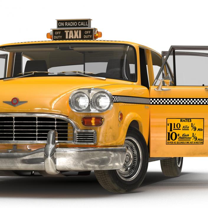 3D Old NYC Checker Cab Rigged