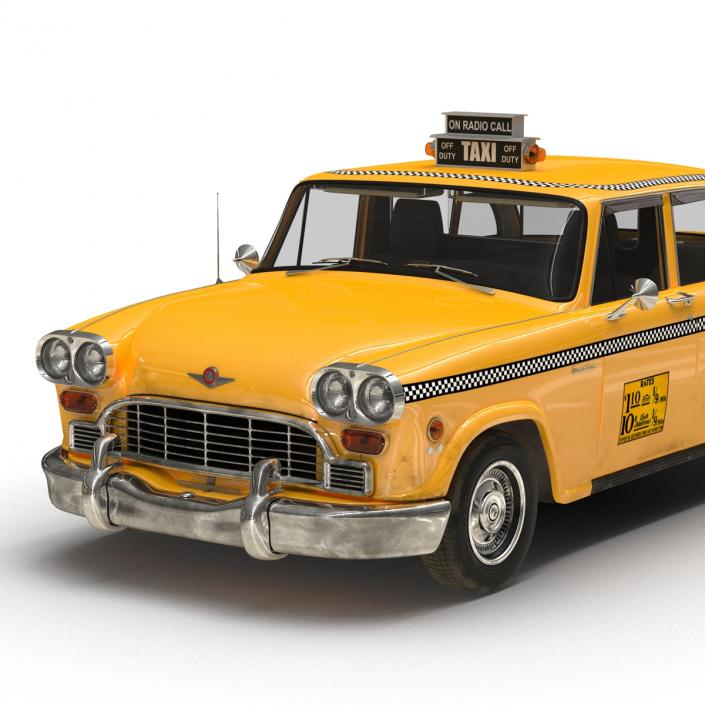 3D Old NYC Checker Cab Rigged