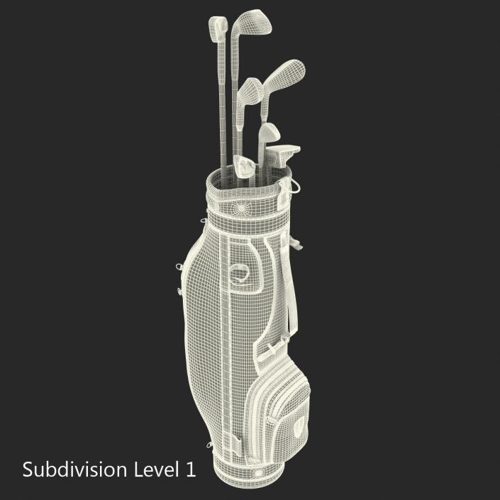 3D Golf Bag and Clubs 3 Black