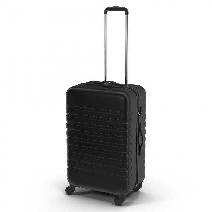 3D Plastic Trolley Luggage Bag Black model