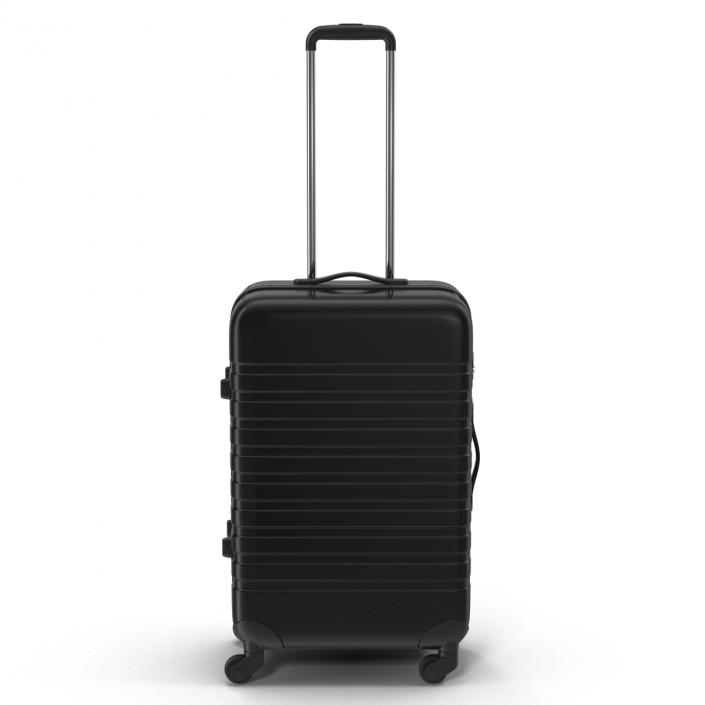 3D Plastic Trolley Luggage Bag Black model