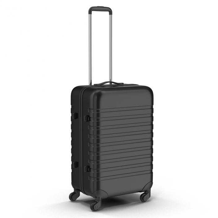 3D Plastic Trolley Luggage Bag Black model