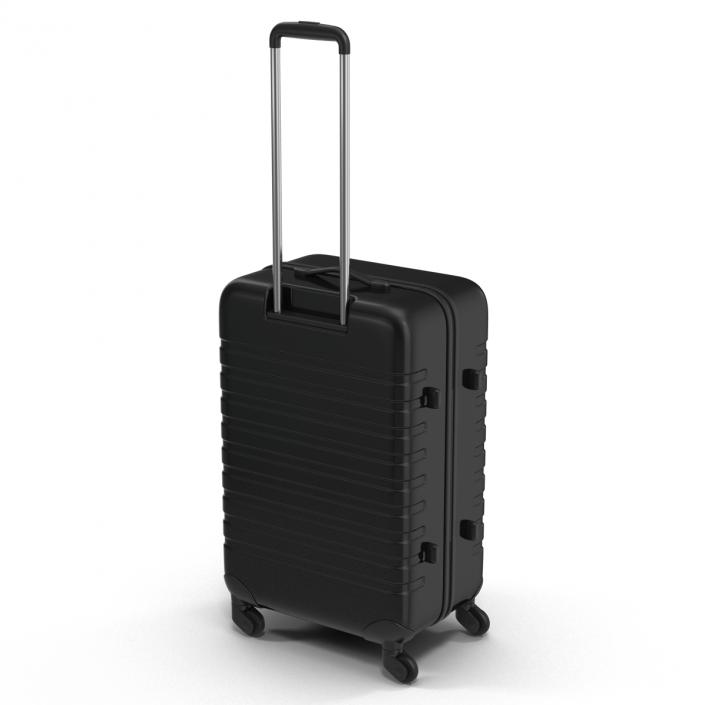 3D Plastic Trolley Luggage Bag Black model