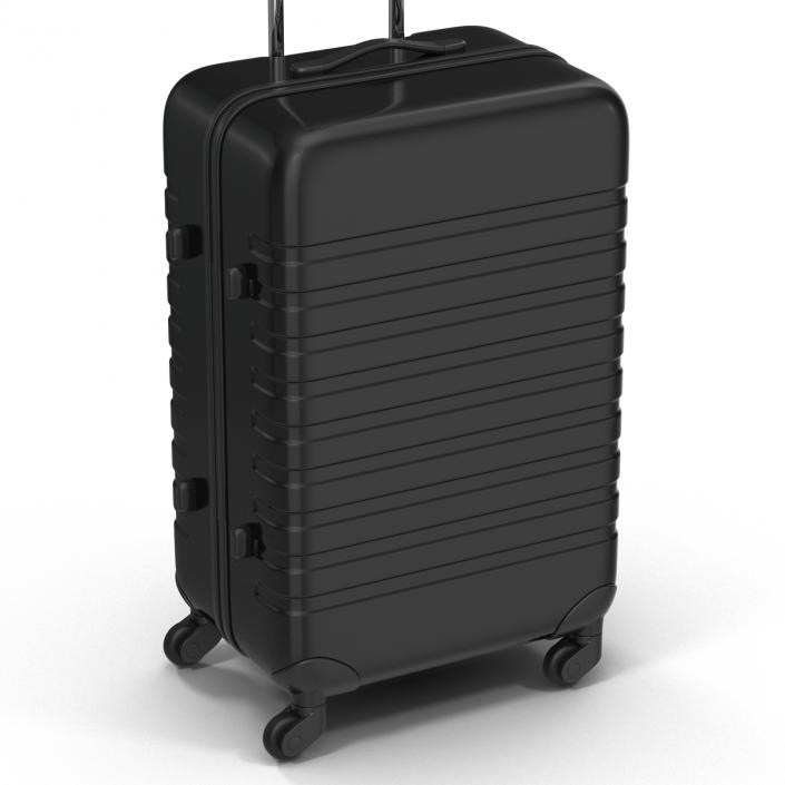 3D Plastic Trolley Luggage Bag Black model