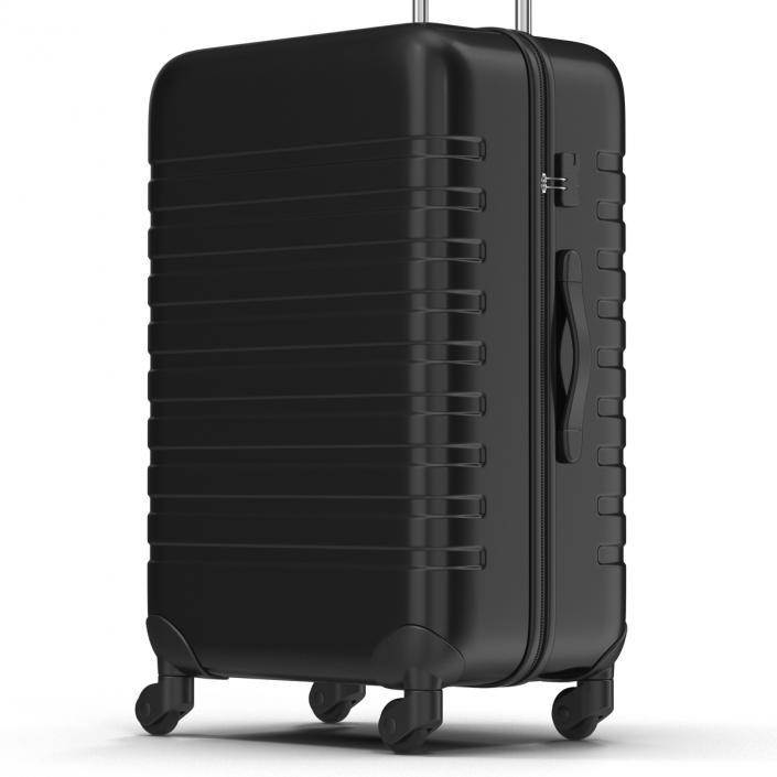 3D Plastic Trolley Luggage Bag Black model