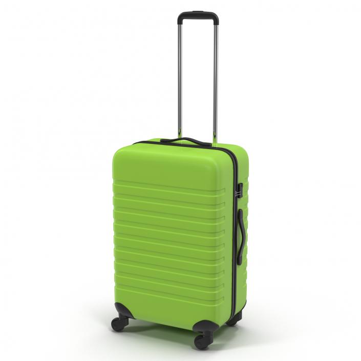 3D Plastic Trolley Luggage Bag Green model