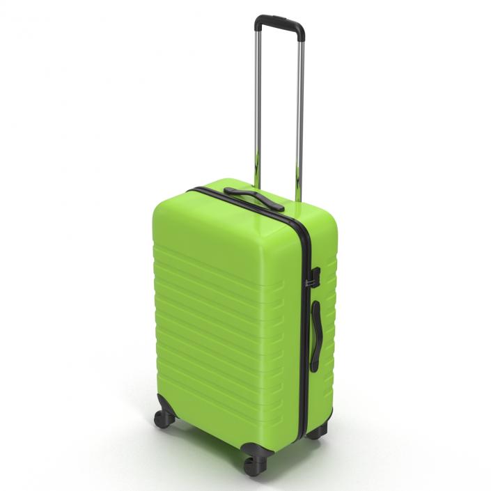 3D Plastic Trolley Luggage Bag Green model