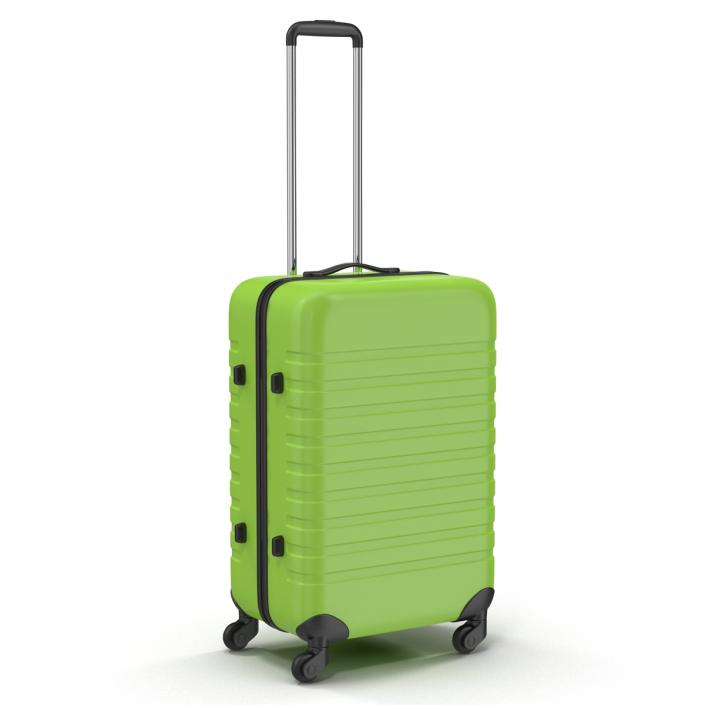 3D Plastic Trolley Luggage Bag Green model