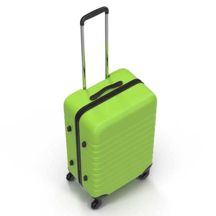 3D Plastic Trolley Luggage Bag Green model