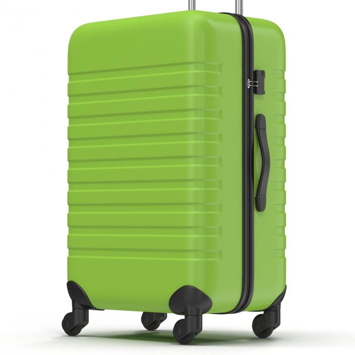 3D Plastic Trolley Luggage Bag Green model