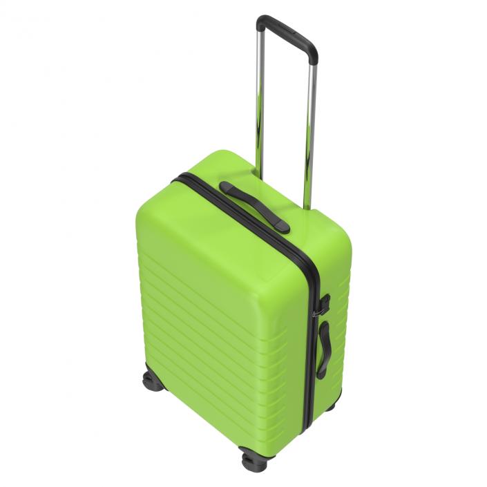 3D Plastic Trolley Luggage Bag Green model