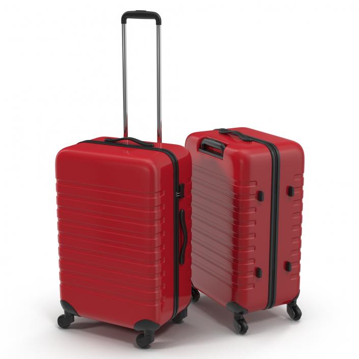 3D Plastic Trolley Luggage Bag Red