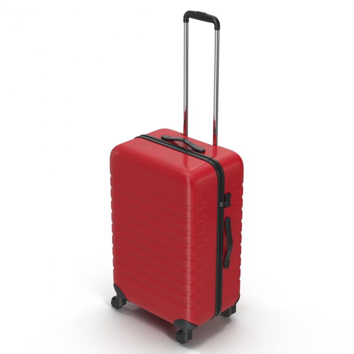 3D Plastic Trolley Luggage Bag Red