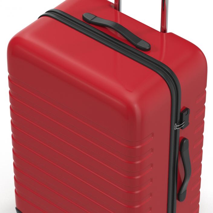 3D Plastic Trolley Luggage Bag Red