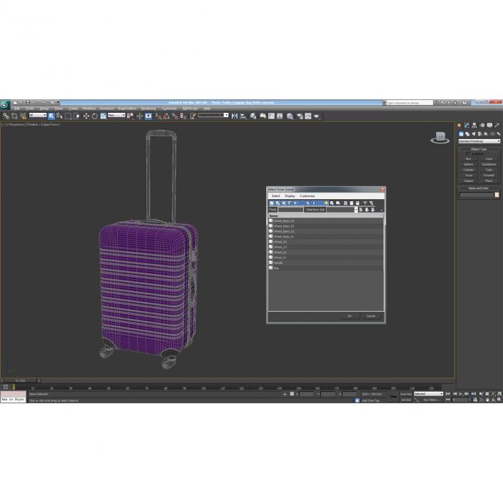 Plastic Trolley Luggage Bag Violet 3D model