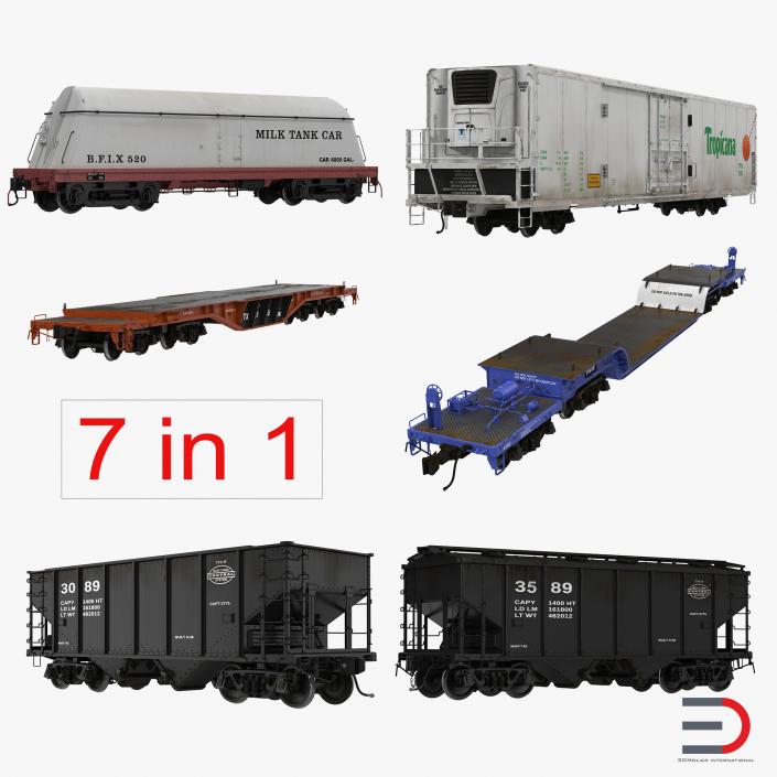 3D model Railroad Industrial Cars Collection