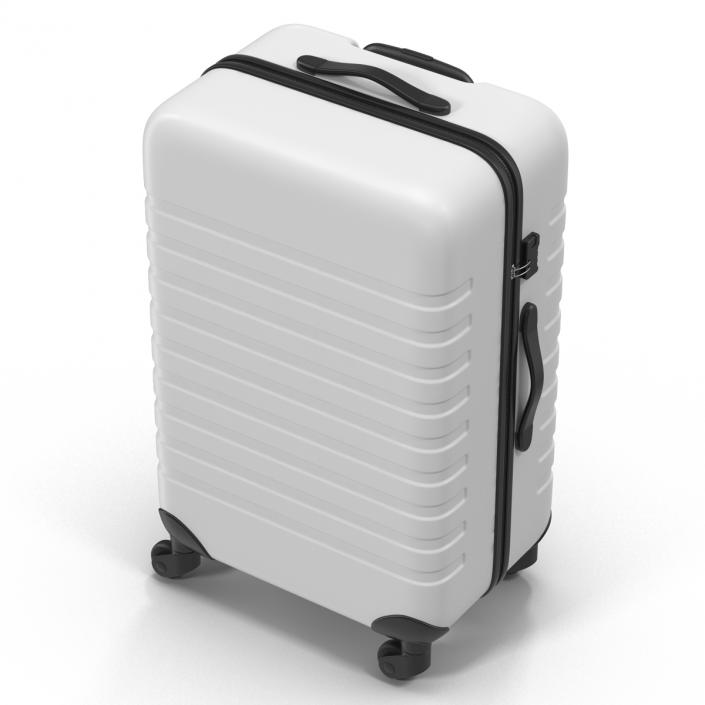 3D Plastic Trolley Luggage Bag White model