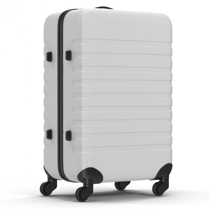 3D Plastic Trolley Luggage Bag White model