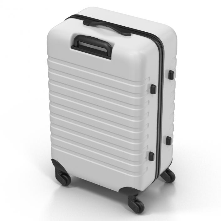 3D Plastic Trolley Luggage Bag White model