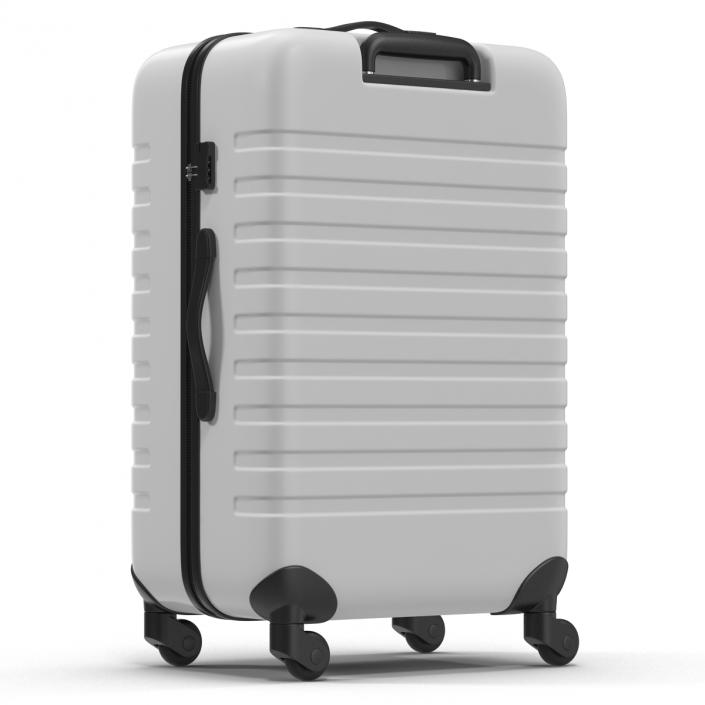 3D Plastic Trolley Luggage Bag White model