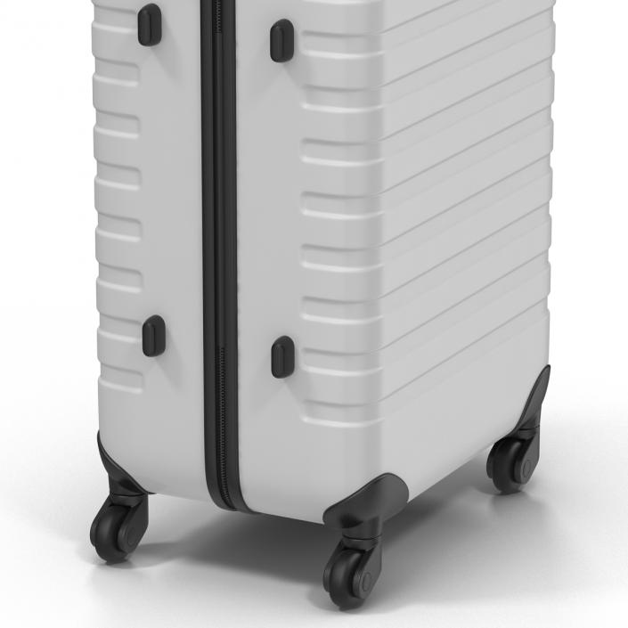 3D Plastic Trolley Luggage Bag White model