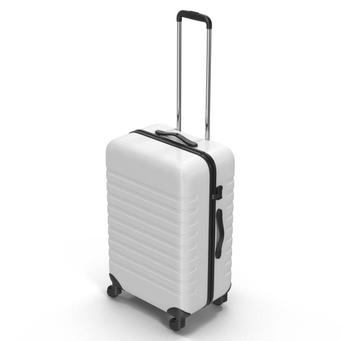 3D Plastic Trolley Luggage Bag White model