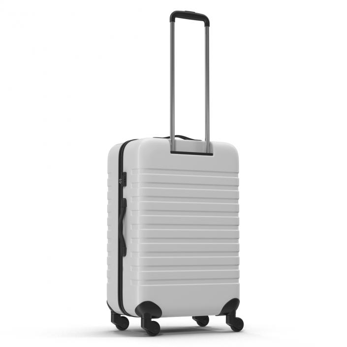 3D Plastic Trolley Luggage Bag White model