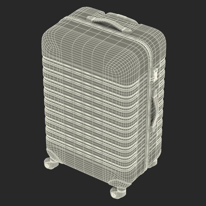 3D Plastic Trolley Luggage Bag White model