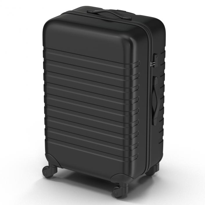 3D Plastic Trolley Luggage Bag Black model