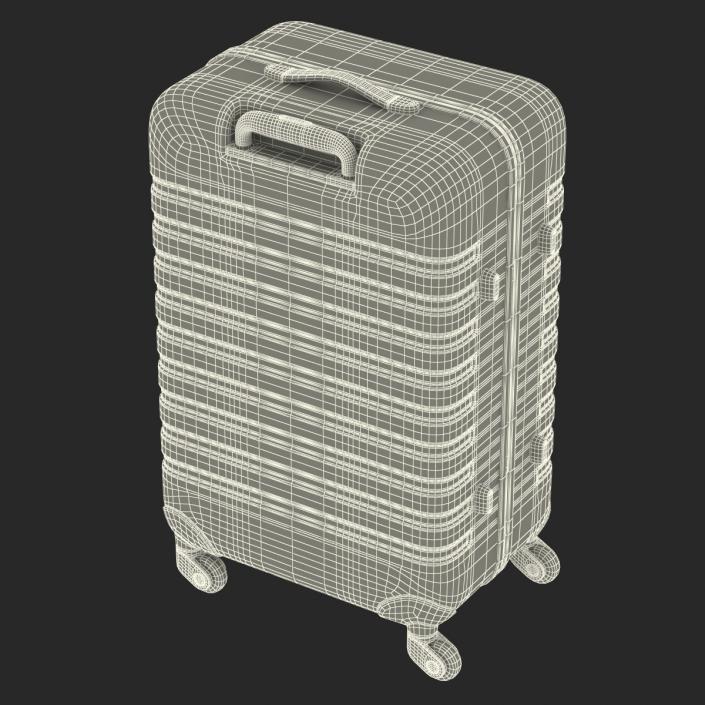 3D Plastic Trolley Luggage Bag White model