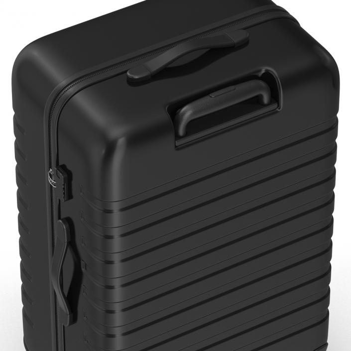 3D Plastic Trolley Luggage Bag Black model