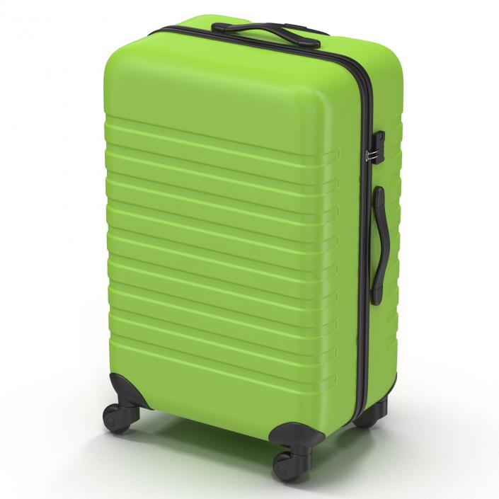 3D Plastic Trolley Luggage Bag Green model