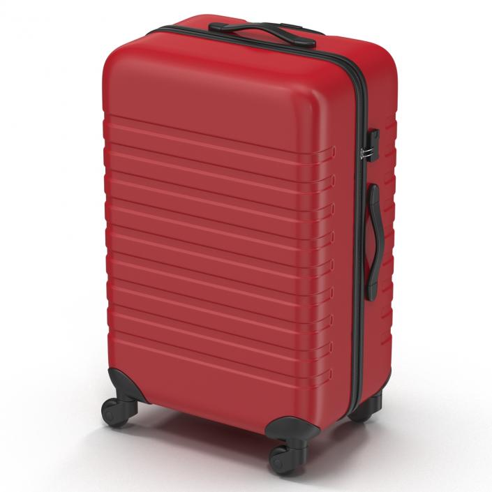 3D Plastic Trolley Luggage Bag Red