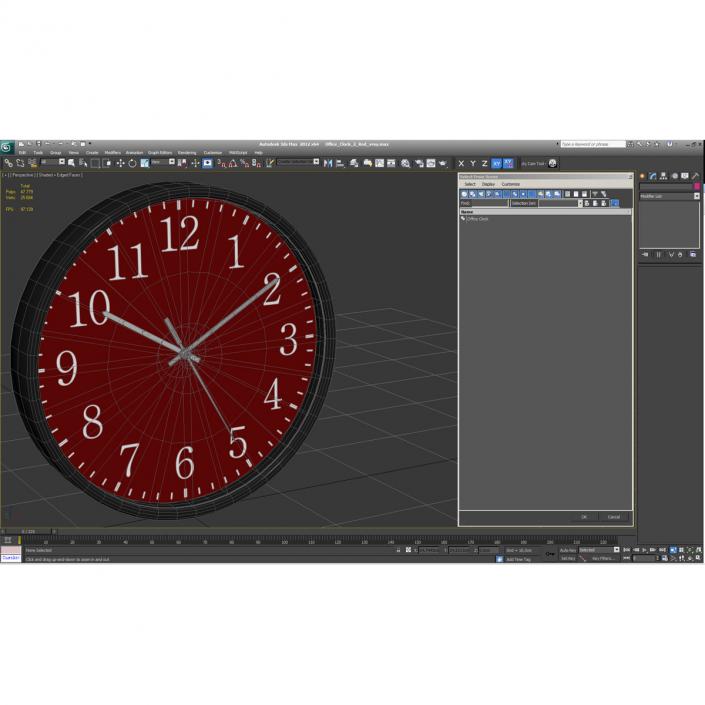 3D Office Clock 2 Red model