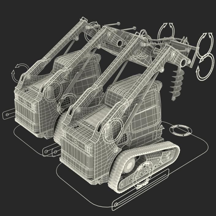 3D Compact Tracked Loaders Rigged Collection