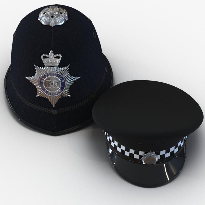 3D model Uk Police Hats Collection