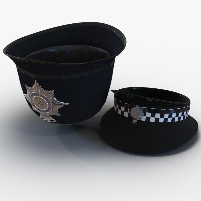 3D model Uk Police Hats Collection